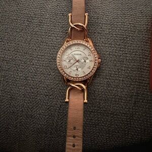 Fossil Women's Rose Gold and Tan Watch